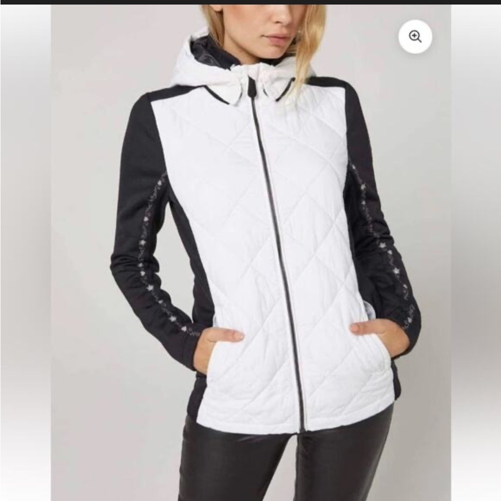 Alp N Rock black ivory white jacket removable hood ski snow large L Lugano